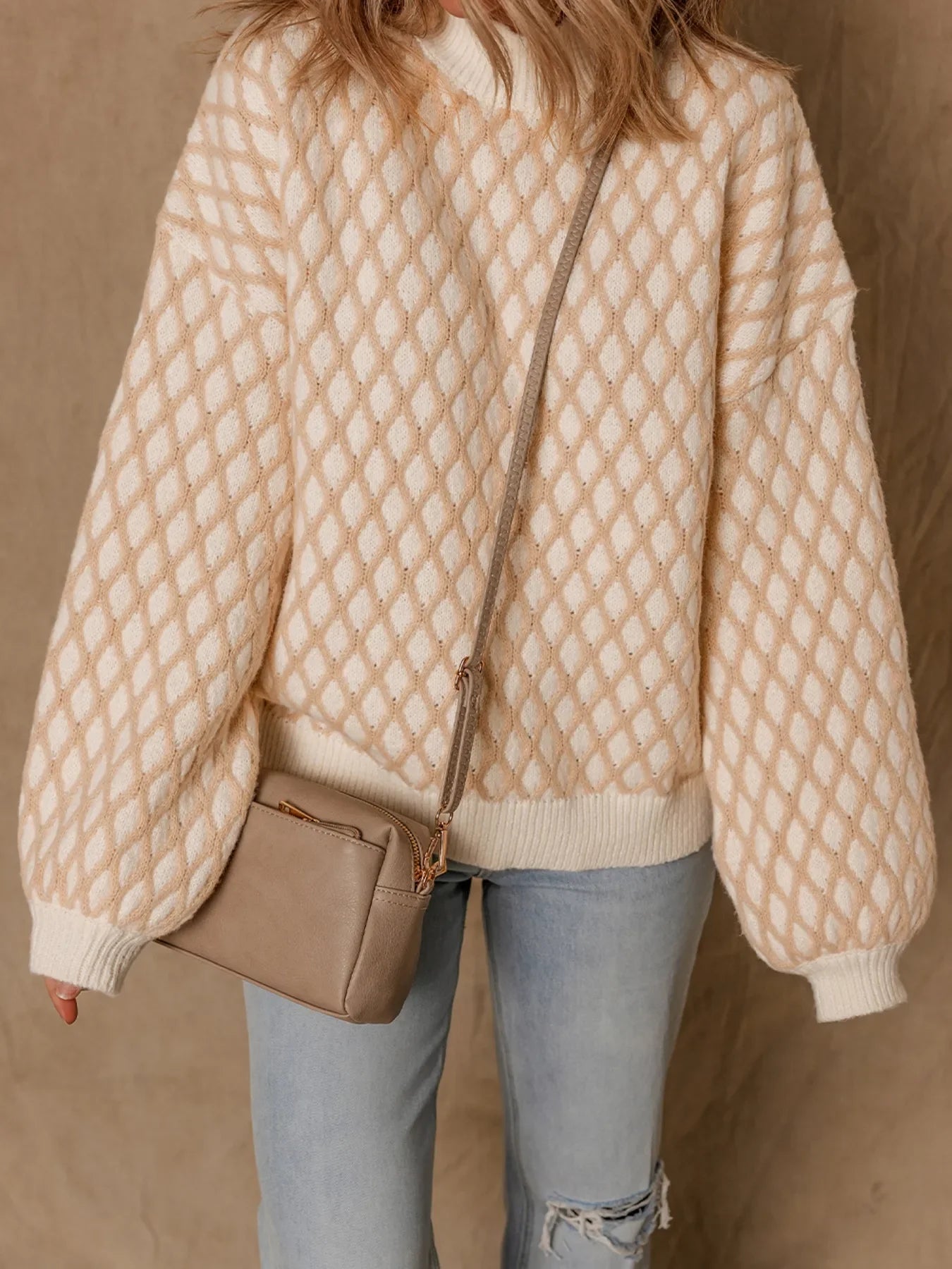 Textured Knit Mock Neck Sweater