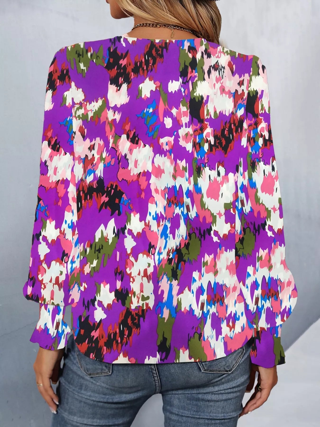 Printed Button Up Long Sleeve Shirt