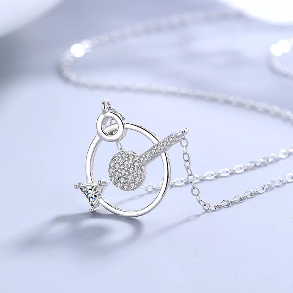 925 Sterling Silver Zircon Geometric Pendant Necklace