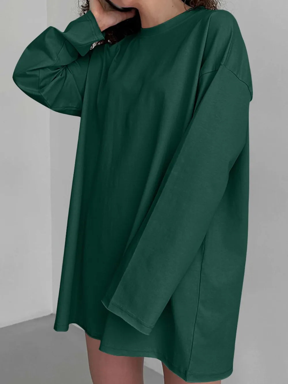 Round Neck Long Sleeve Oversized T-Shirt