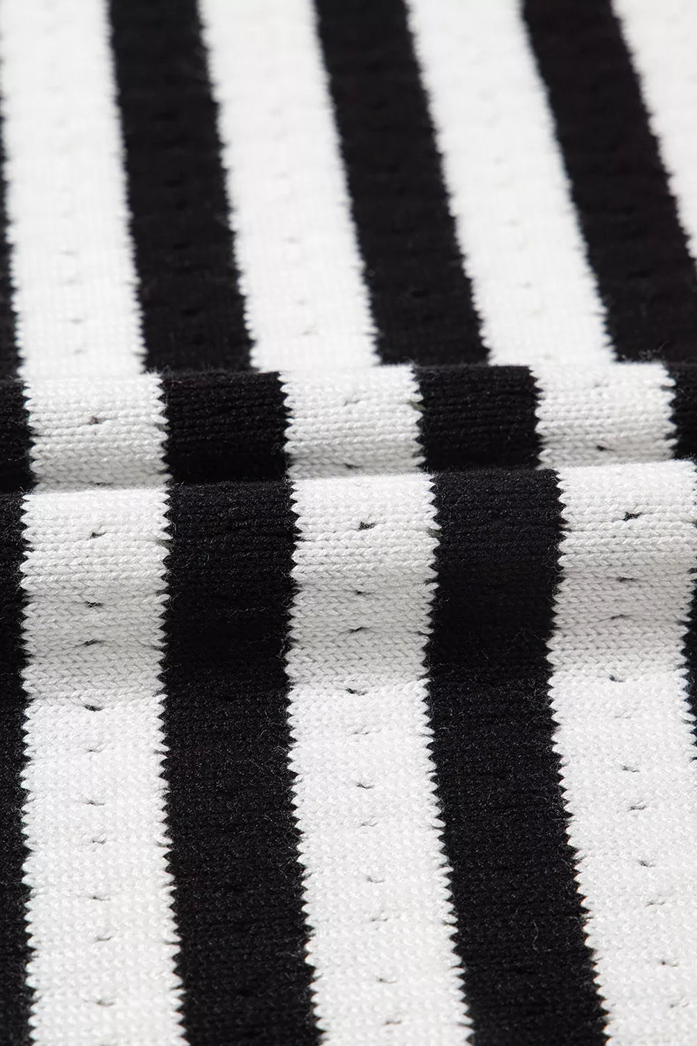Stripe Pointelle Knit Contrast Trim Sleeveless Sweater Top