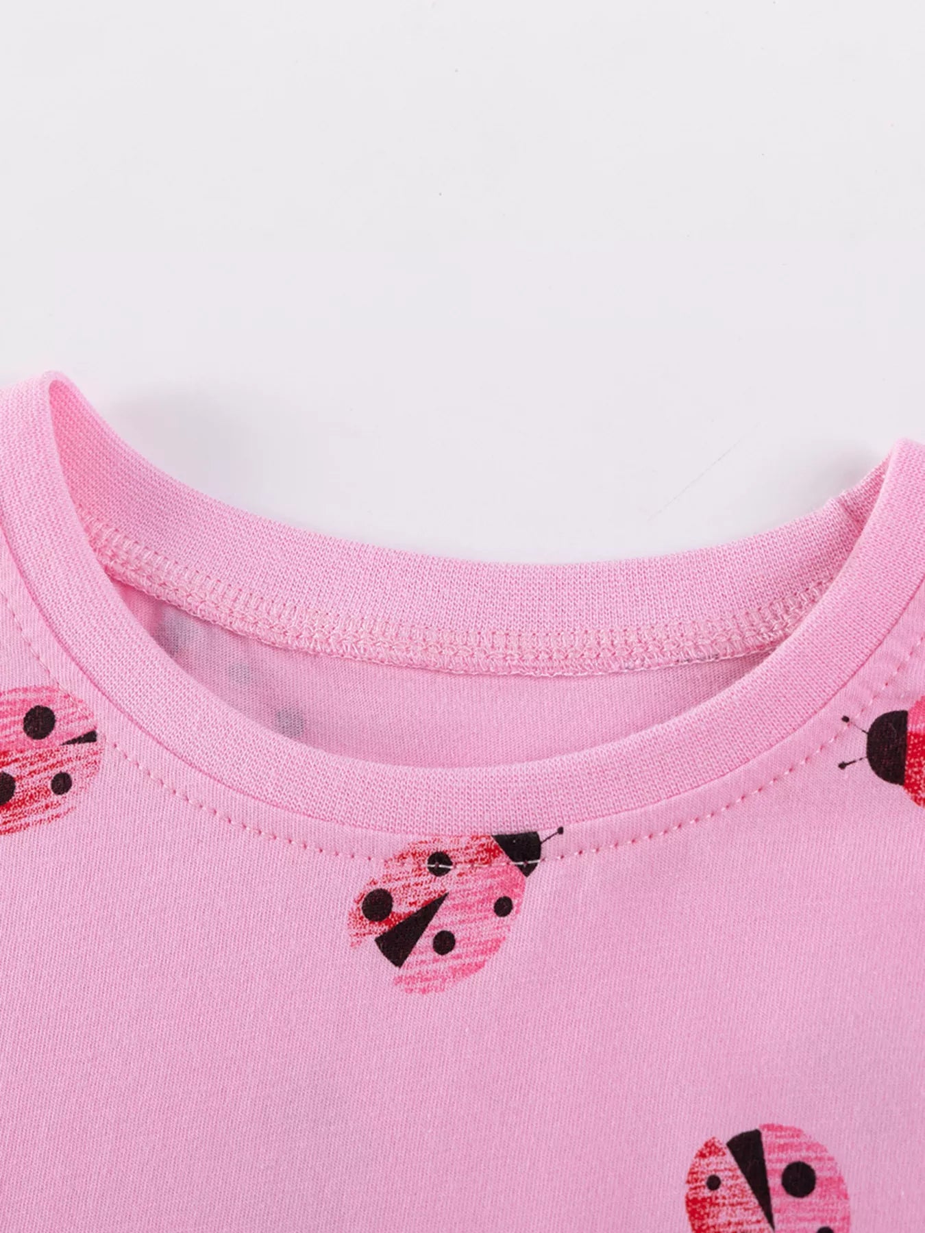 Children's Ladybug Print Ruffle Hem Top & Capri Leggings Set