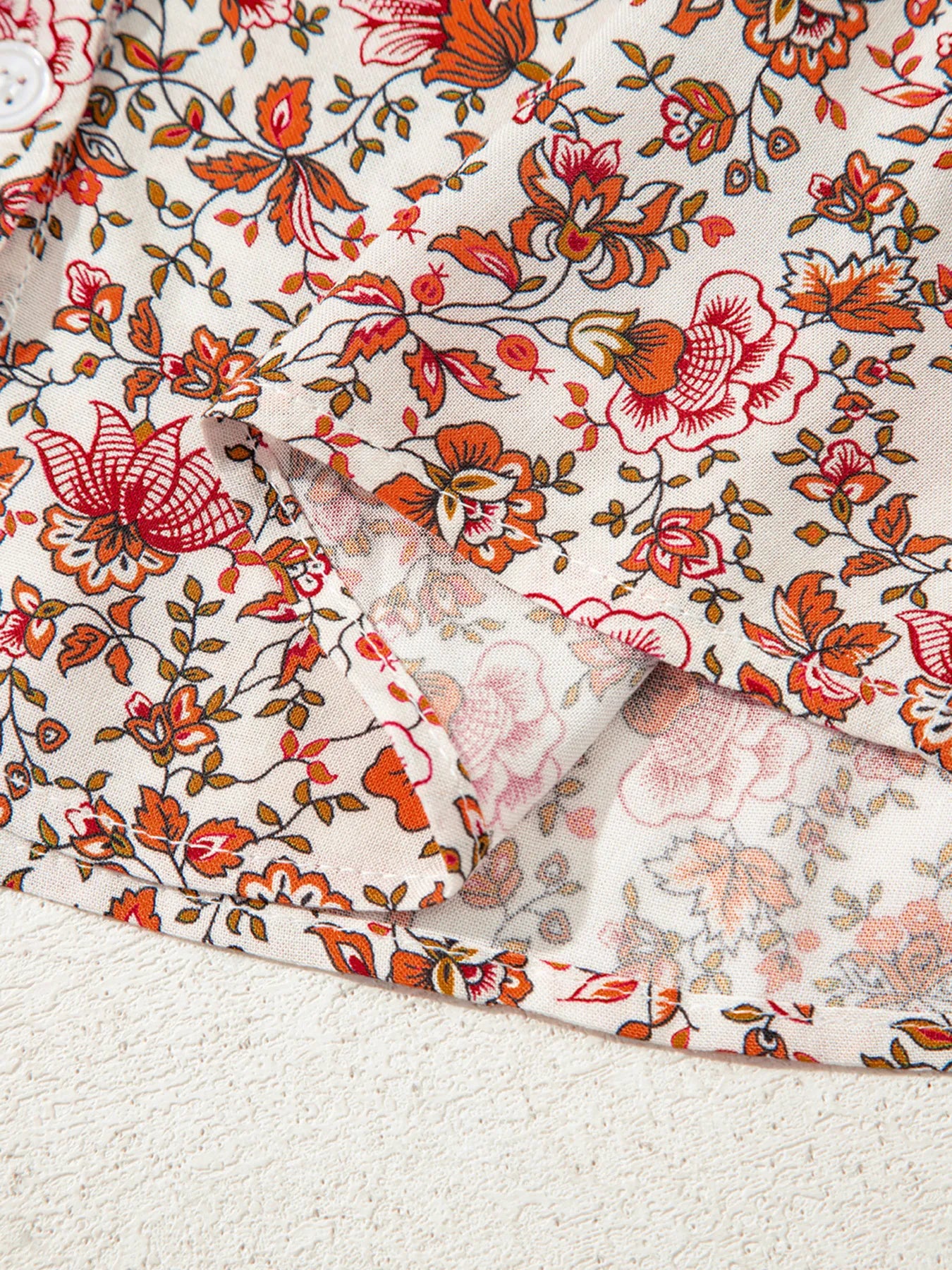 Floral Long Sleeve Button Down Blouse