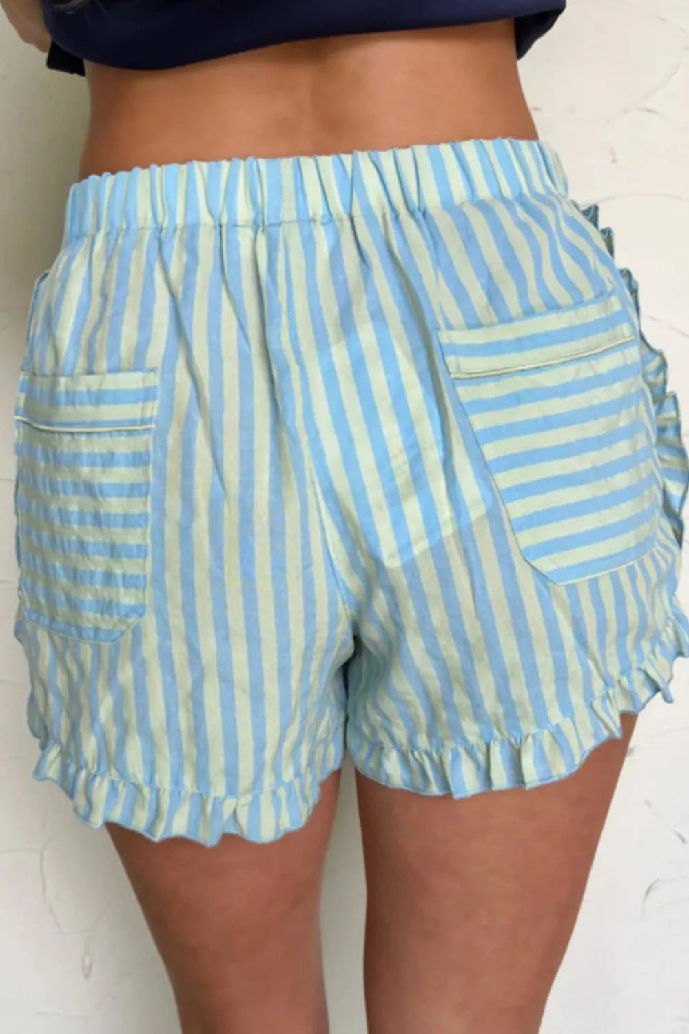 Striped Elastic Waist Shorts