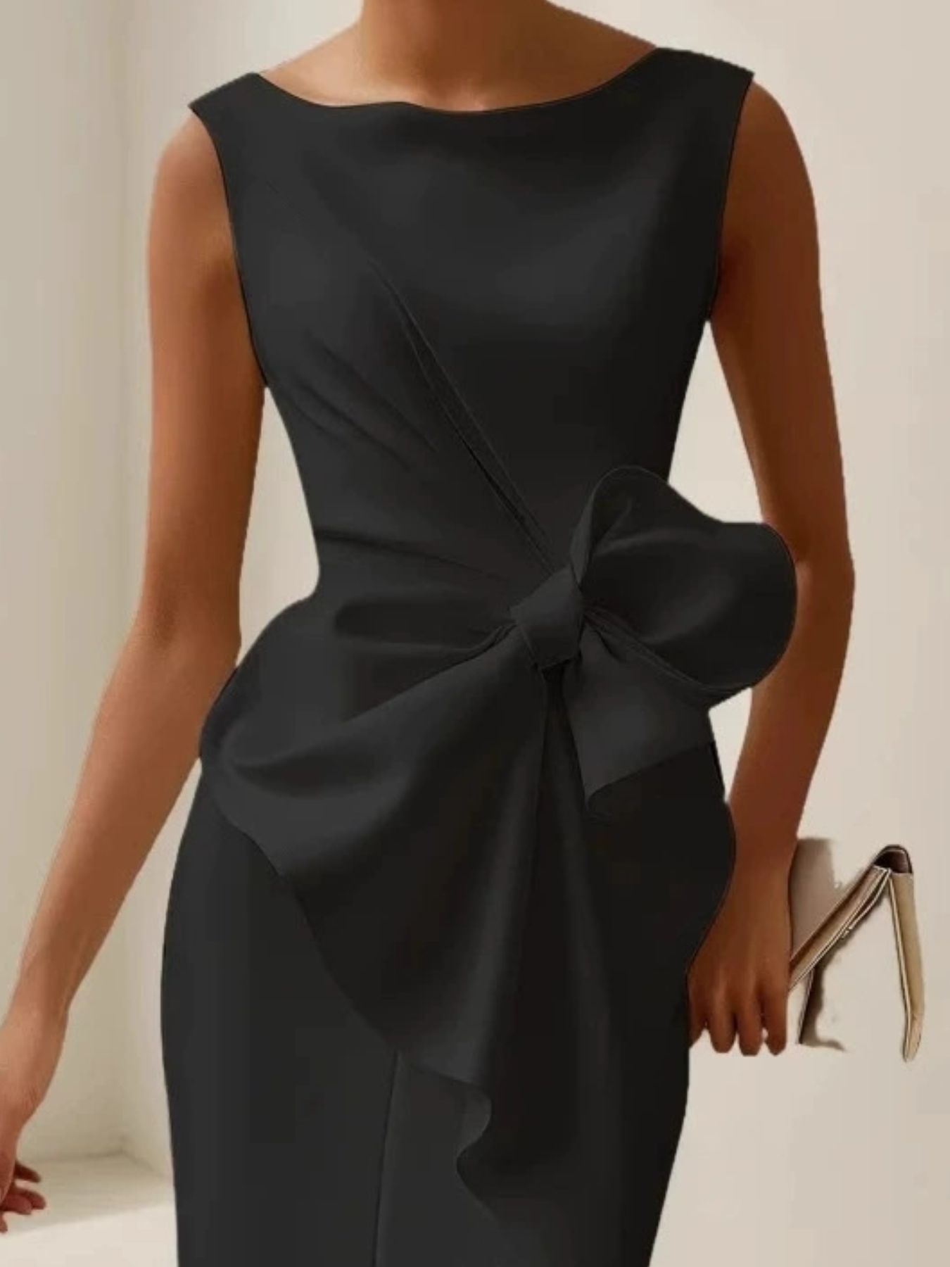 Full Size Bowknot Front Sleeveless Dress Plus Size