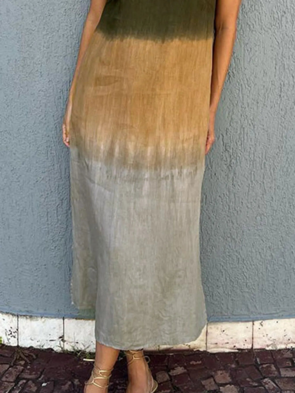 Full Size Sleeveless Gradient Tank Midi Dress Plus Size