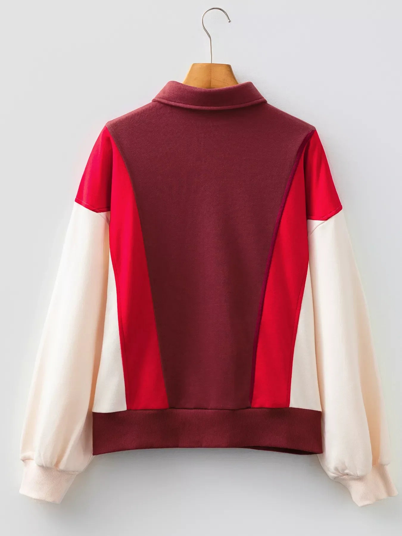 Color Block Patchwork Snap Button Oversize Hoodie