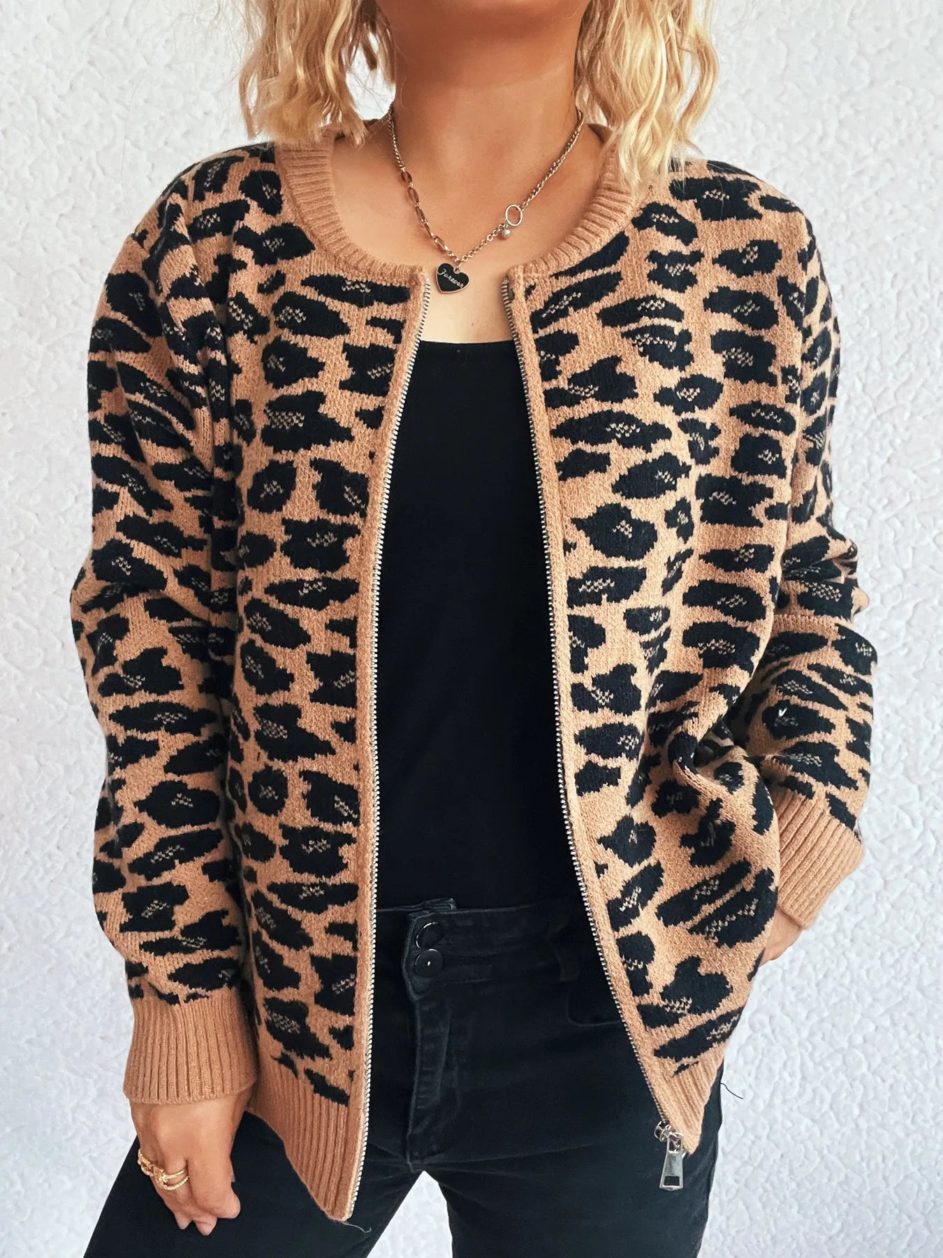 Zip Up Long Sleeve Cardigan