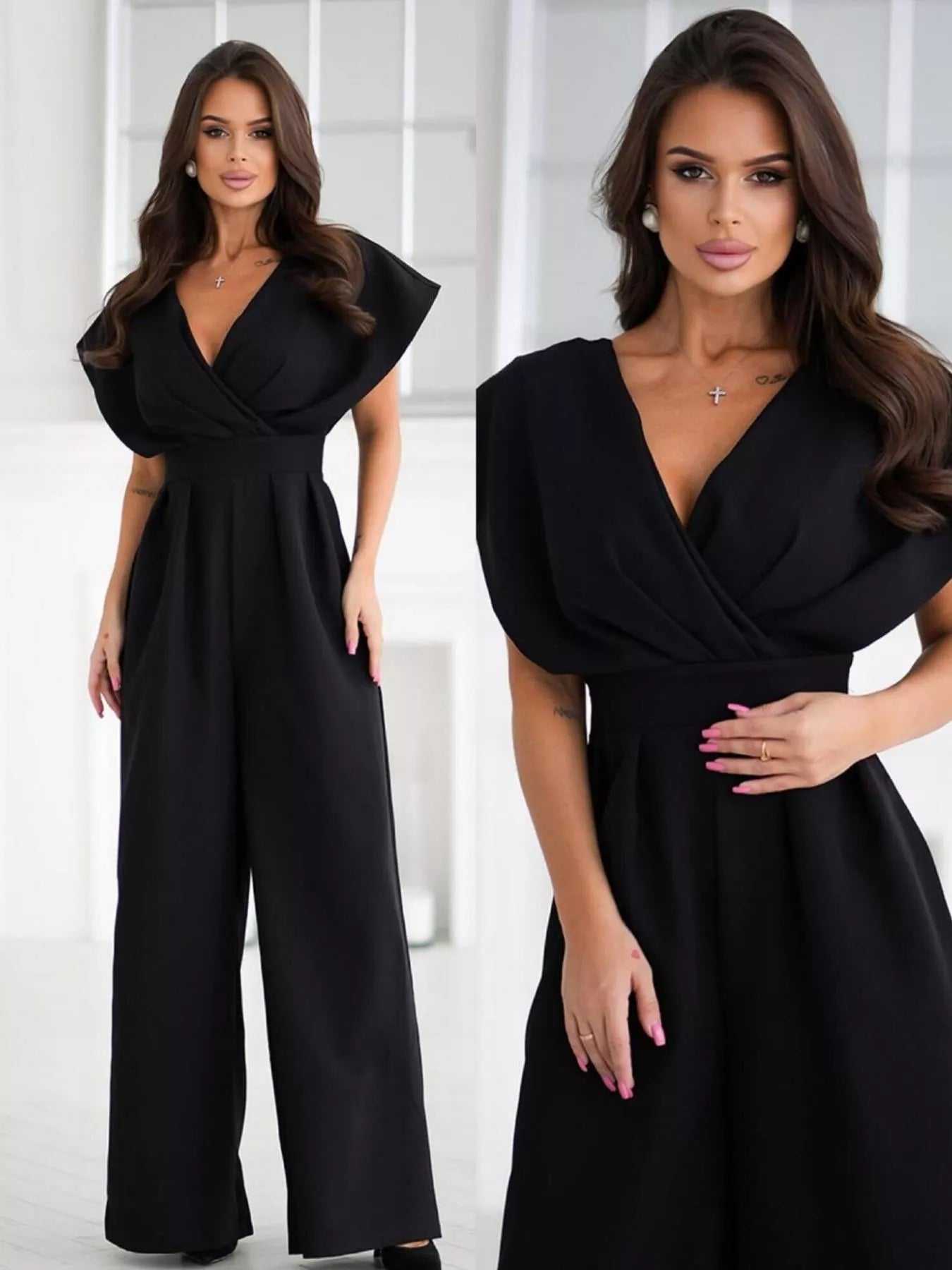 Surplice Wide Leg Jumpsuit