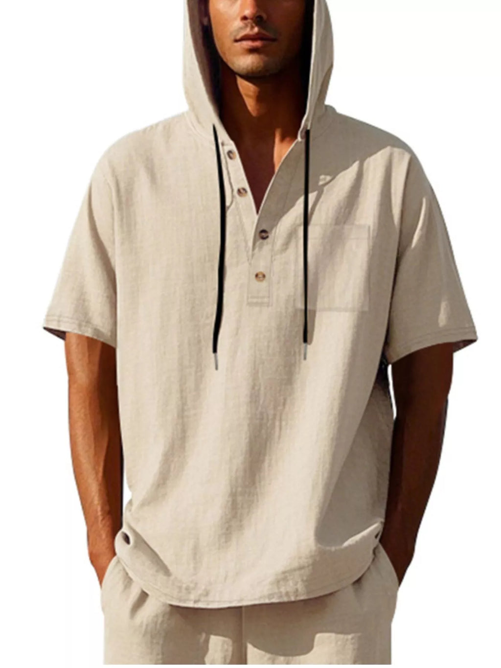 Men's Full Size Casual Short Sleeve Hooded Shirt Plus Size