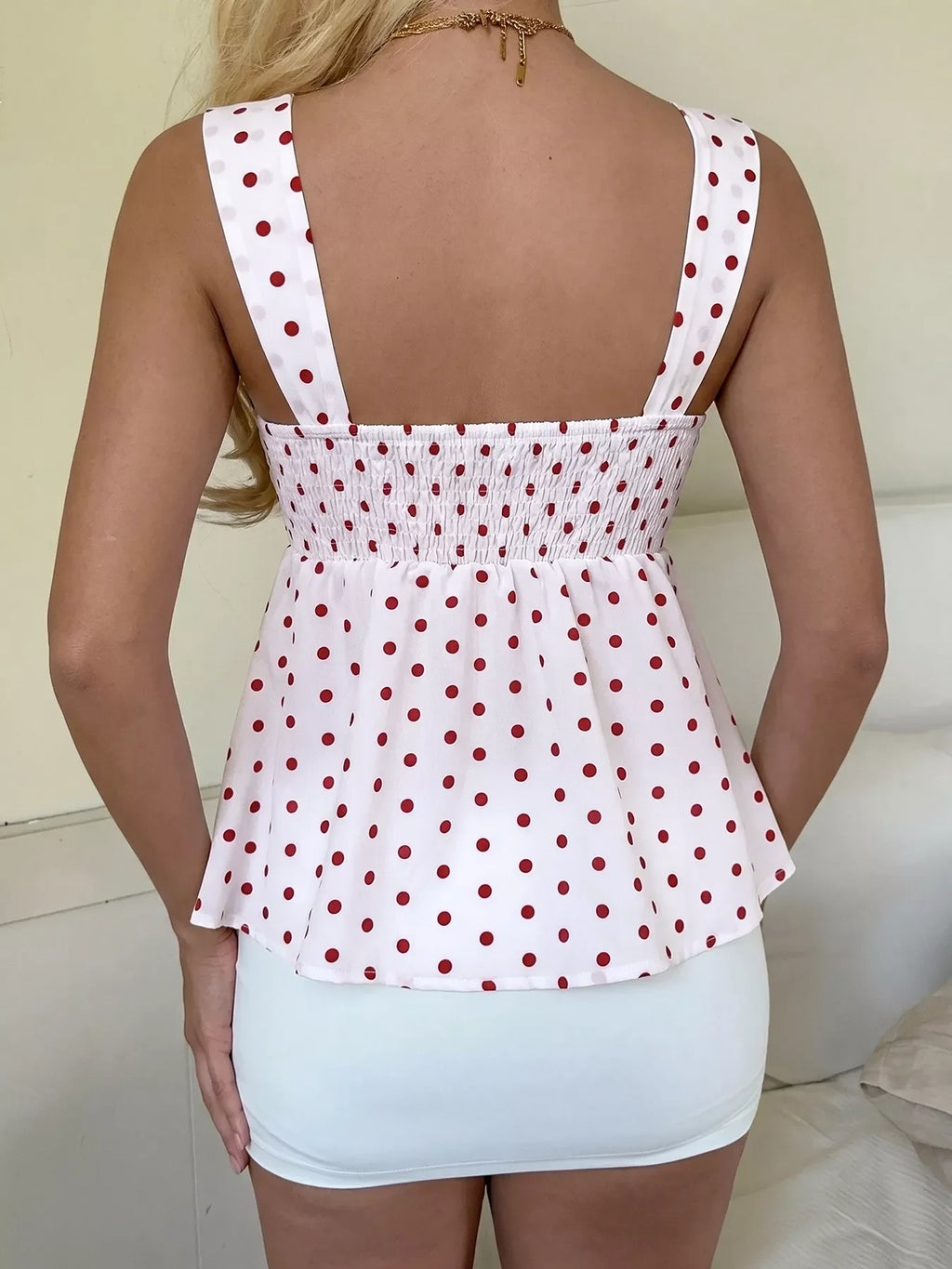 Polka Dot Ruched Cami