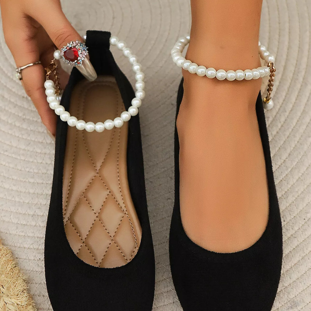 Pearl Ankle Strap Slip-Ons