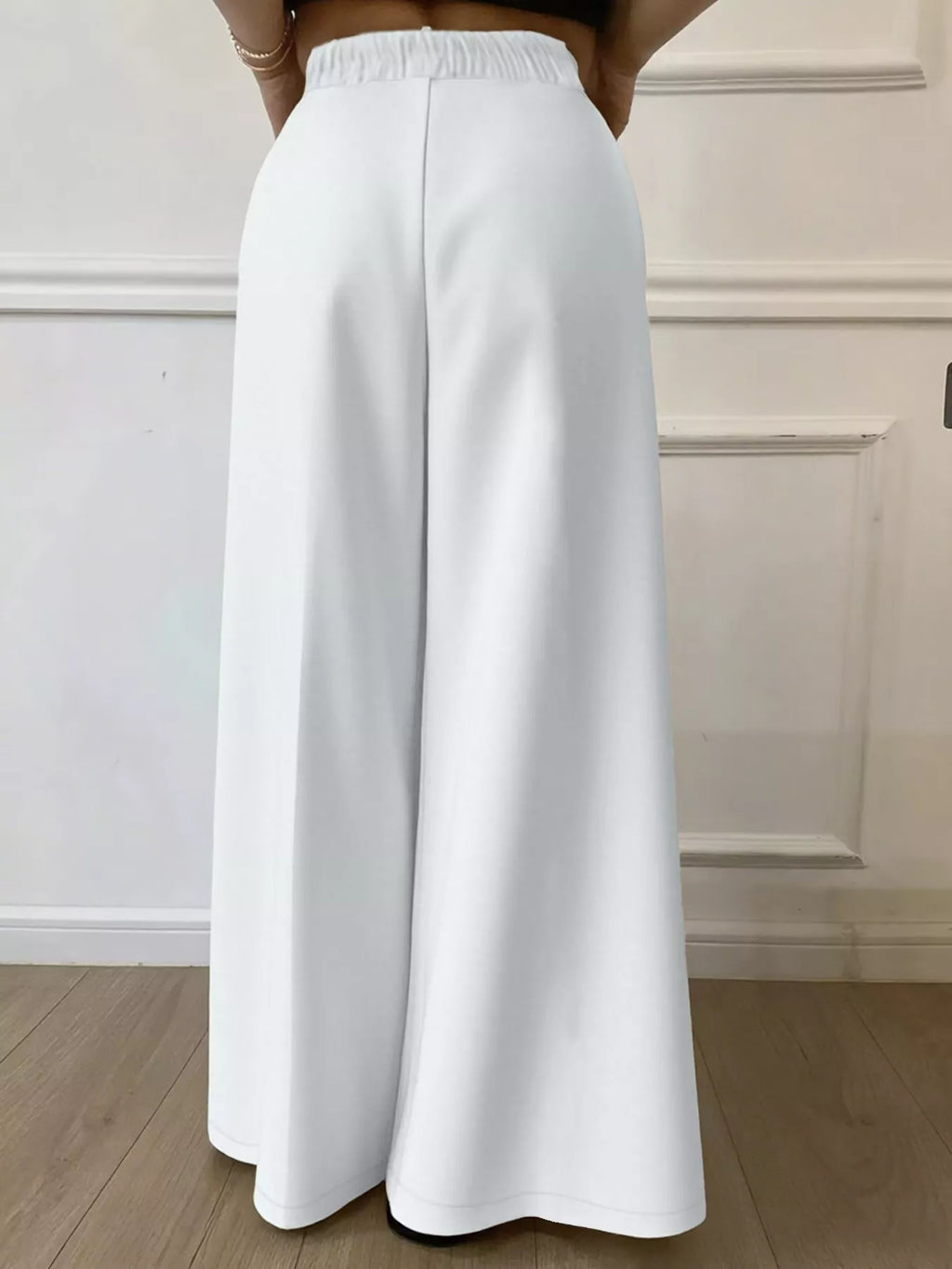 Plus Size Elastic Waist Wide Leg Pants