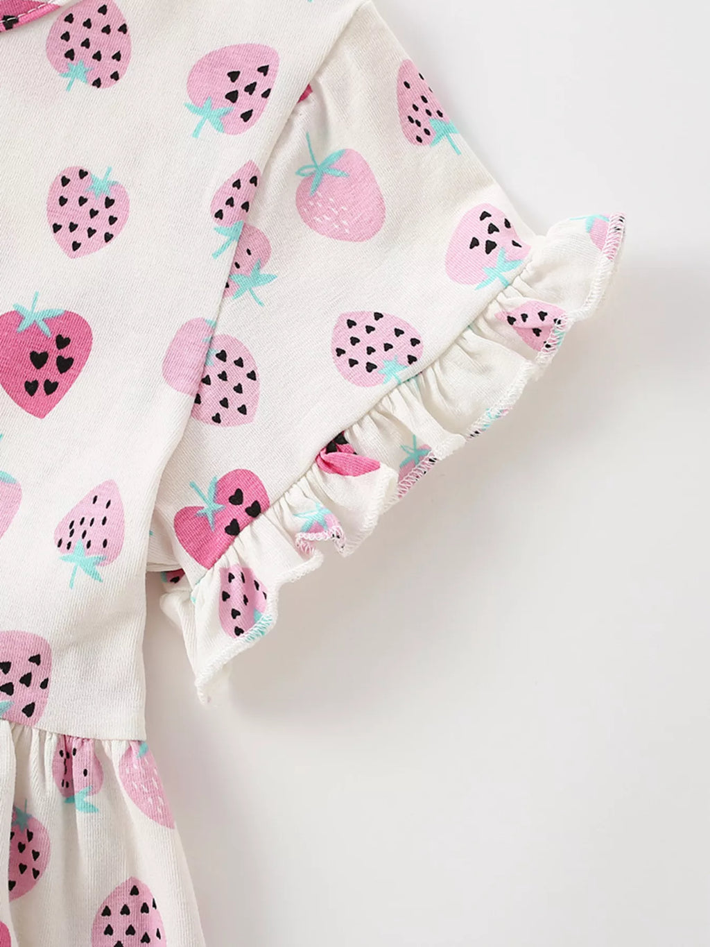 Children's Strawberry Print Ruffle Sleeve Casual Dress