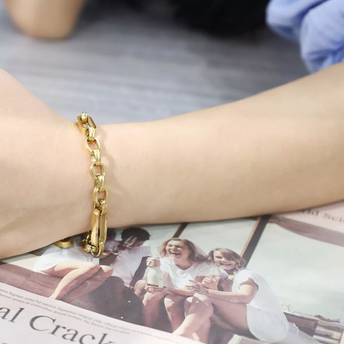 18K Gold-Plated Chunky Gold Chain Link Bracelet