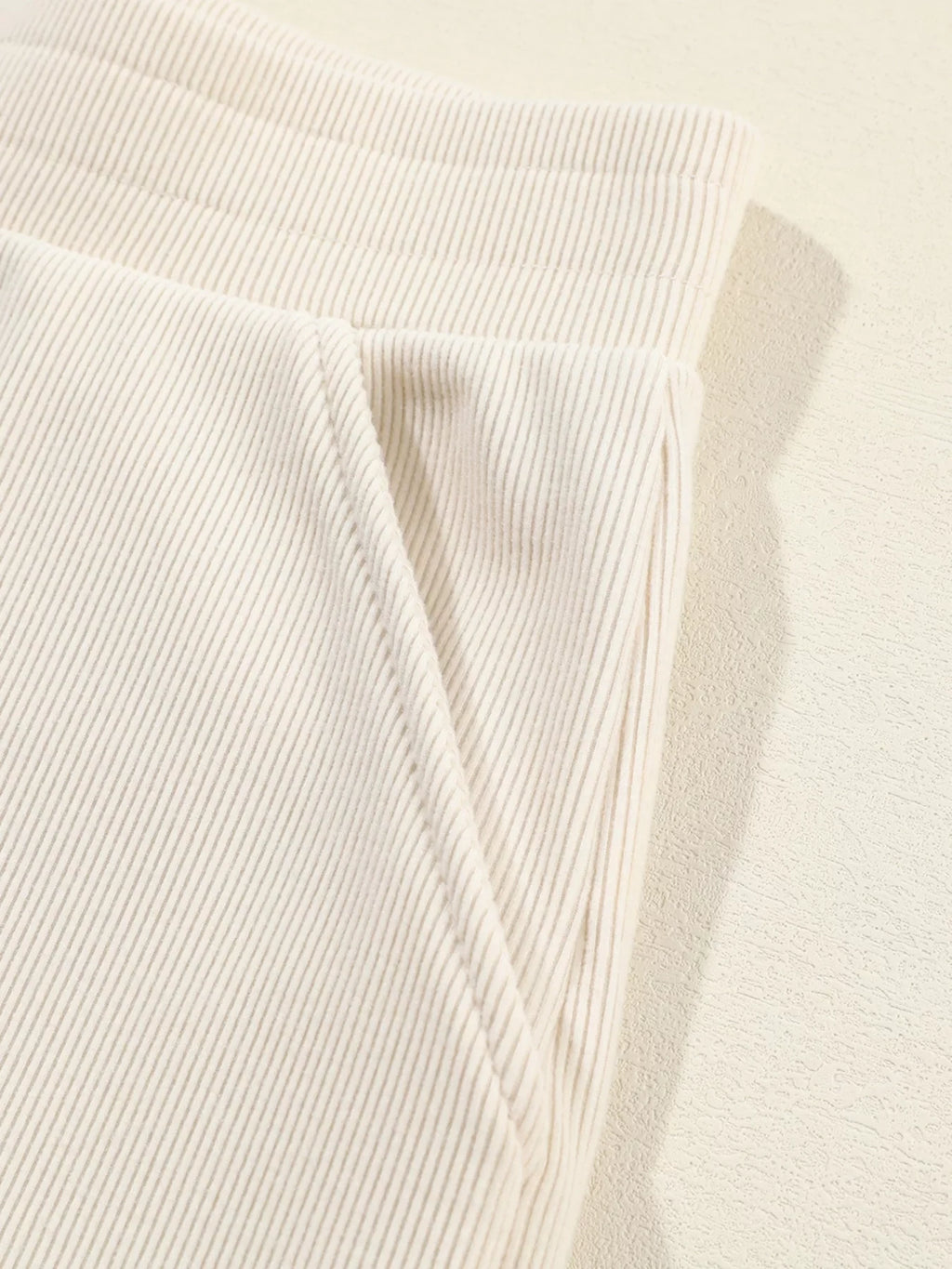 Collared Split Neck Ribbed 2pcs Outfit Set