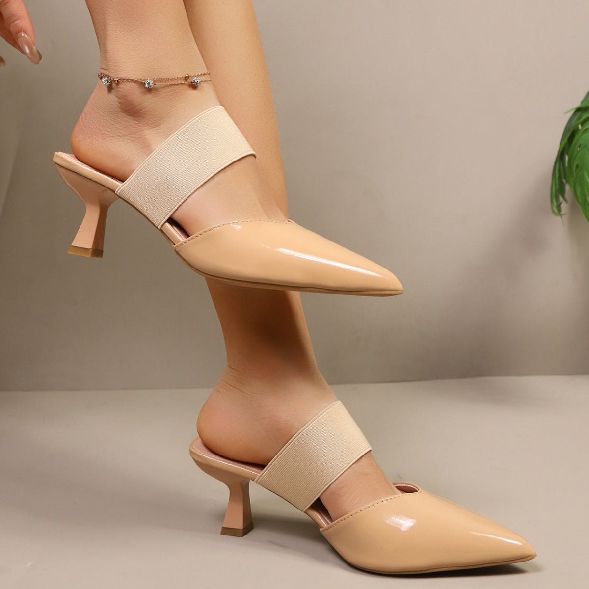 Point Toe Flare Heel Sandals