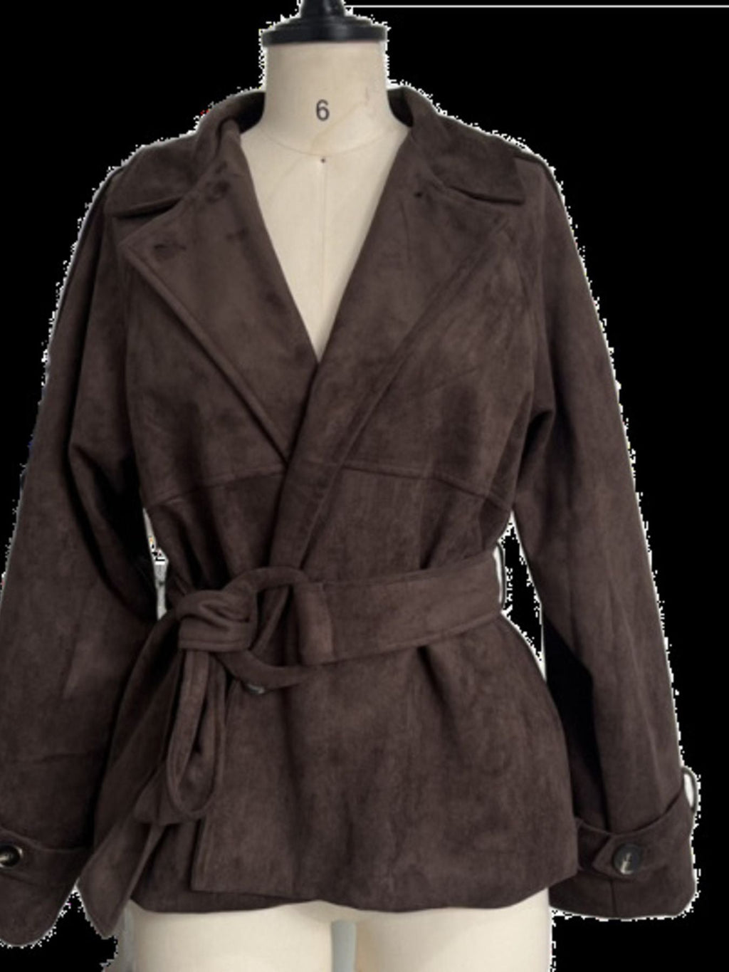 Lapel Collar Tie Waist Outerwear