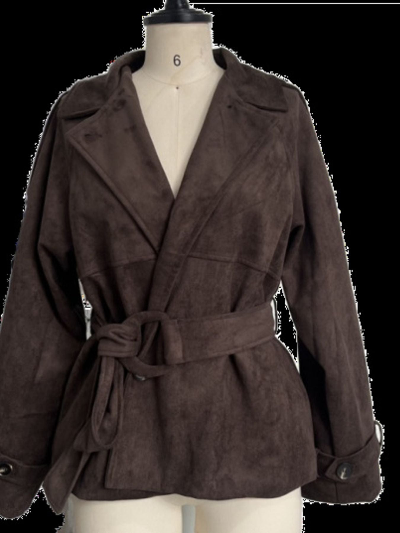 Lapel Collar Tie Waist Outerwear