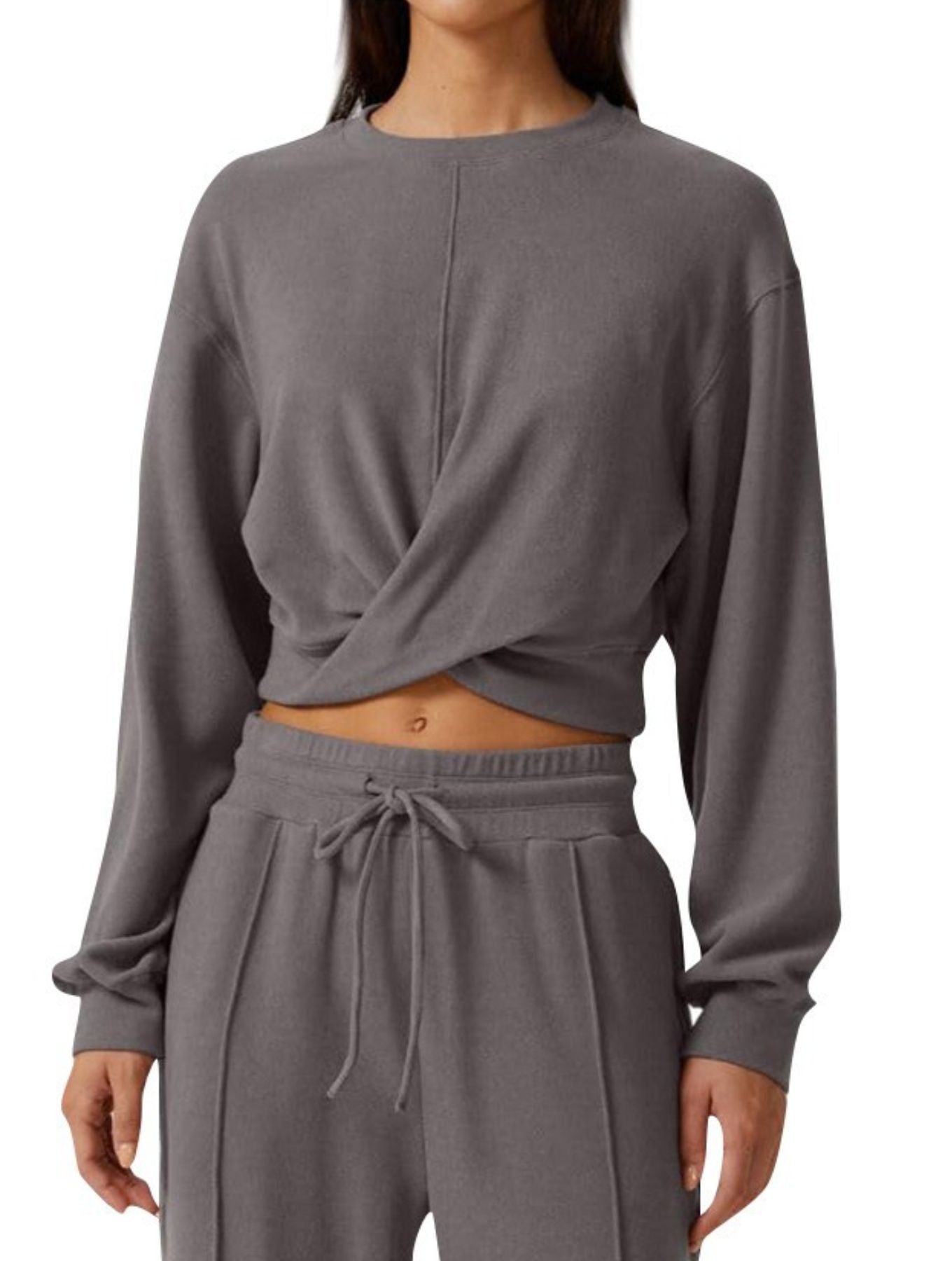 Twist-Front Long Sleeve Top and Pants Set
