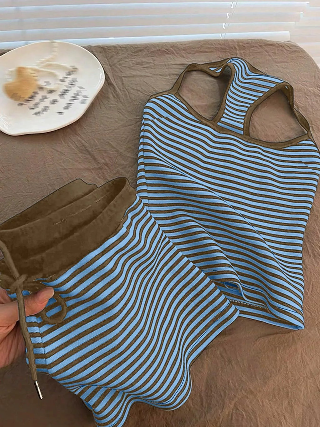 Striped Tank Top and Shorts Set