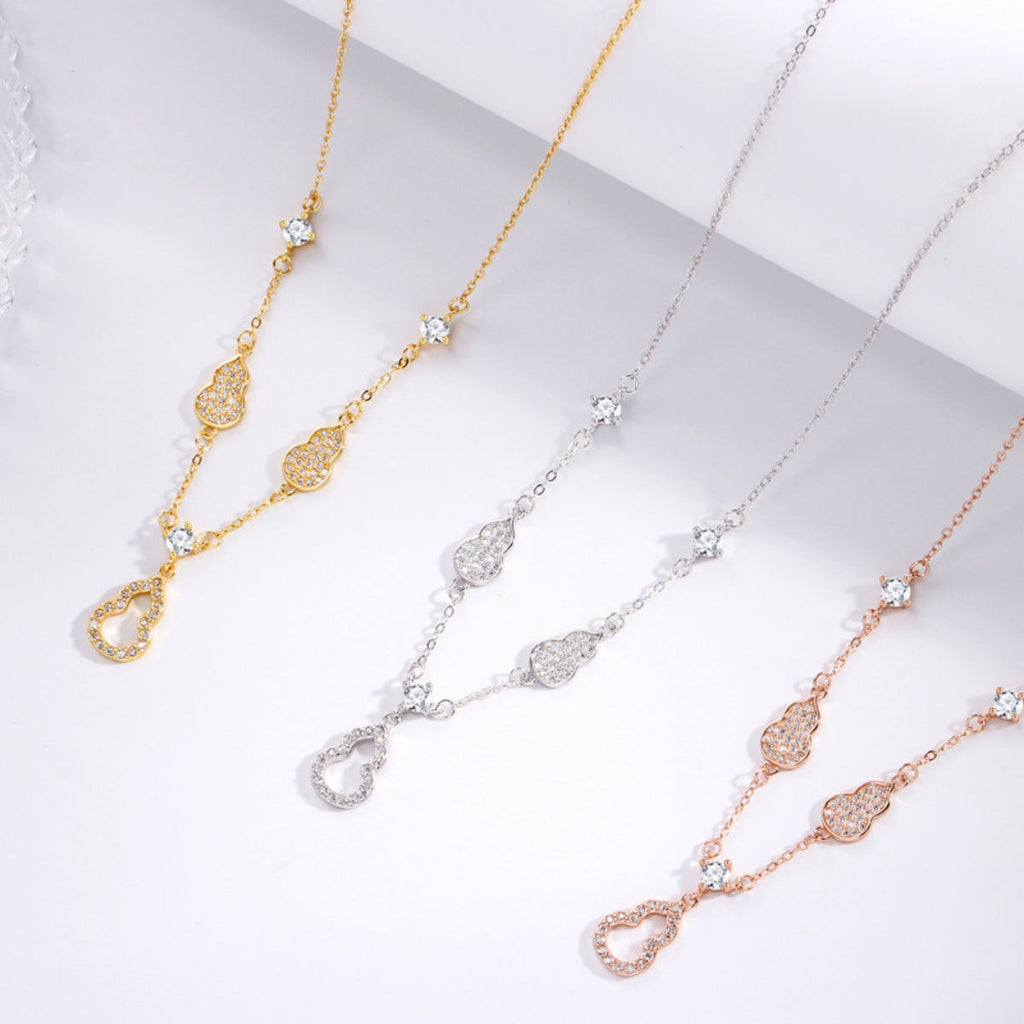 925 Sterling Silver Zircon Gourd Necklace