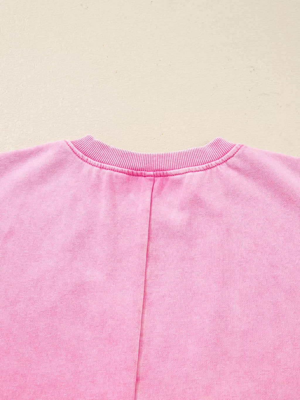 Mineral Wash Crossed Crew Neck Drop Shoulder Loose Sweatshirt