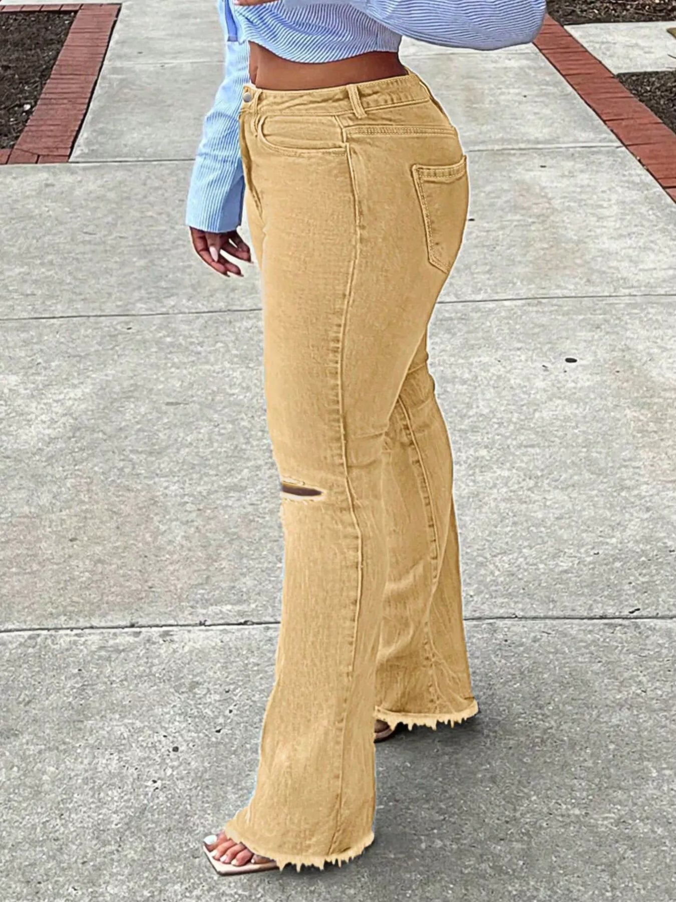 Ripped Knee Flare Jeans