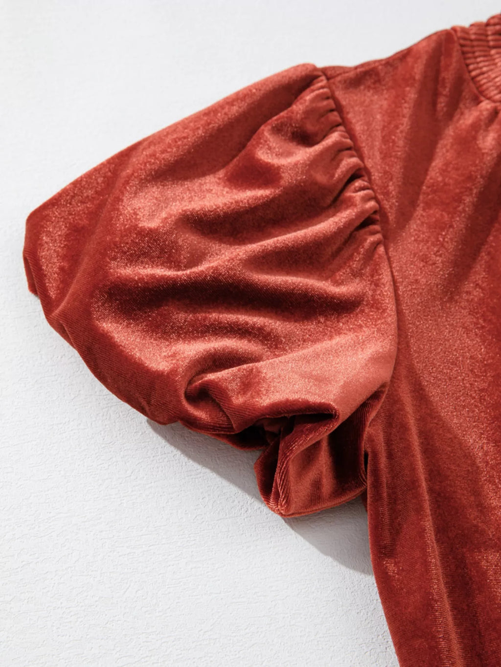 Tie Neck Puff Sleeve Velvet Dress