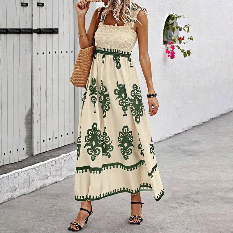 Women’s Wide-Strap Printed Maxi Dress