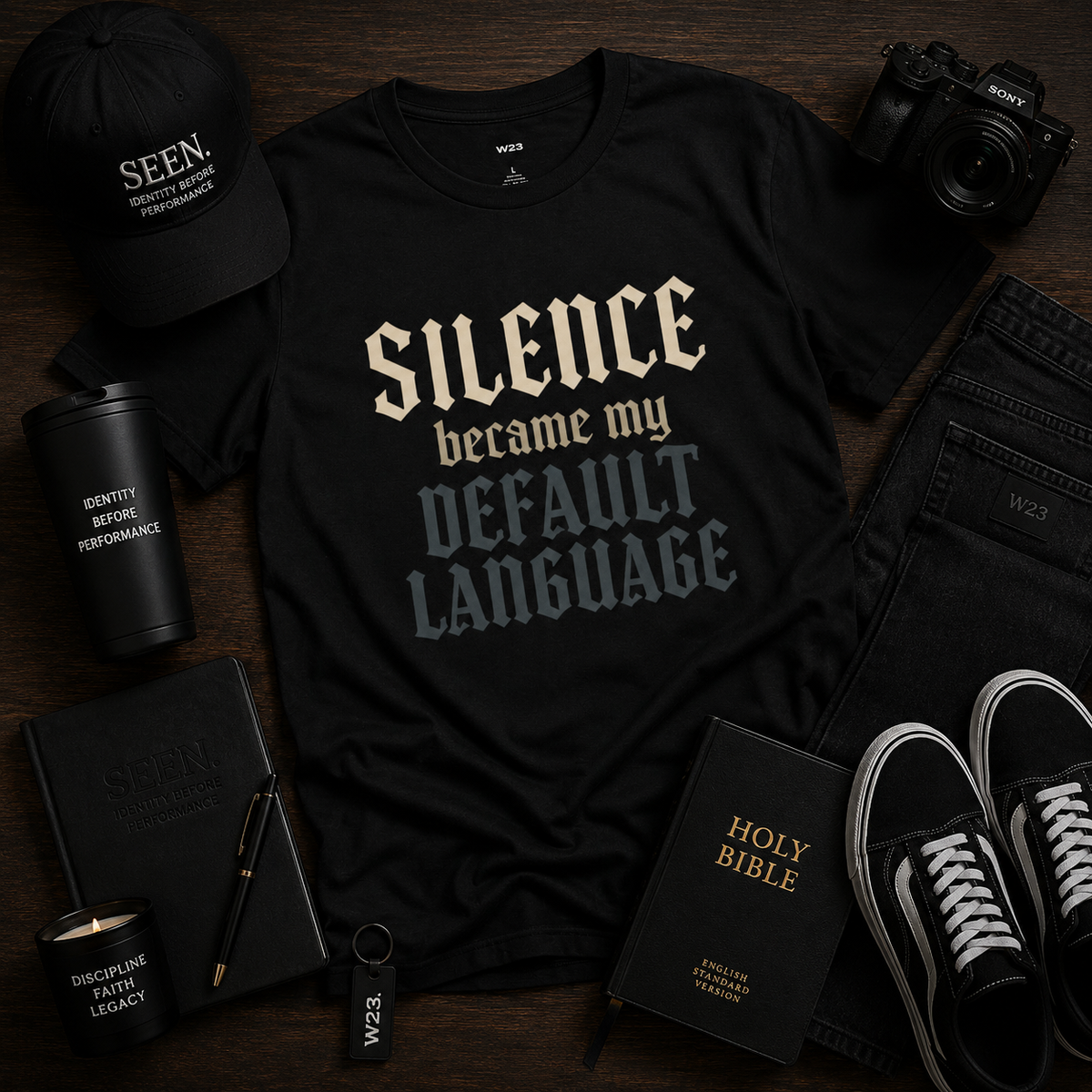 Silence Became My Default Language — Gothic Quote Tee