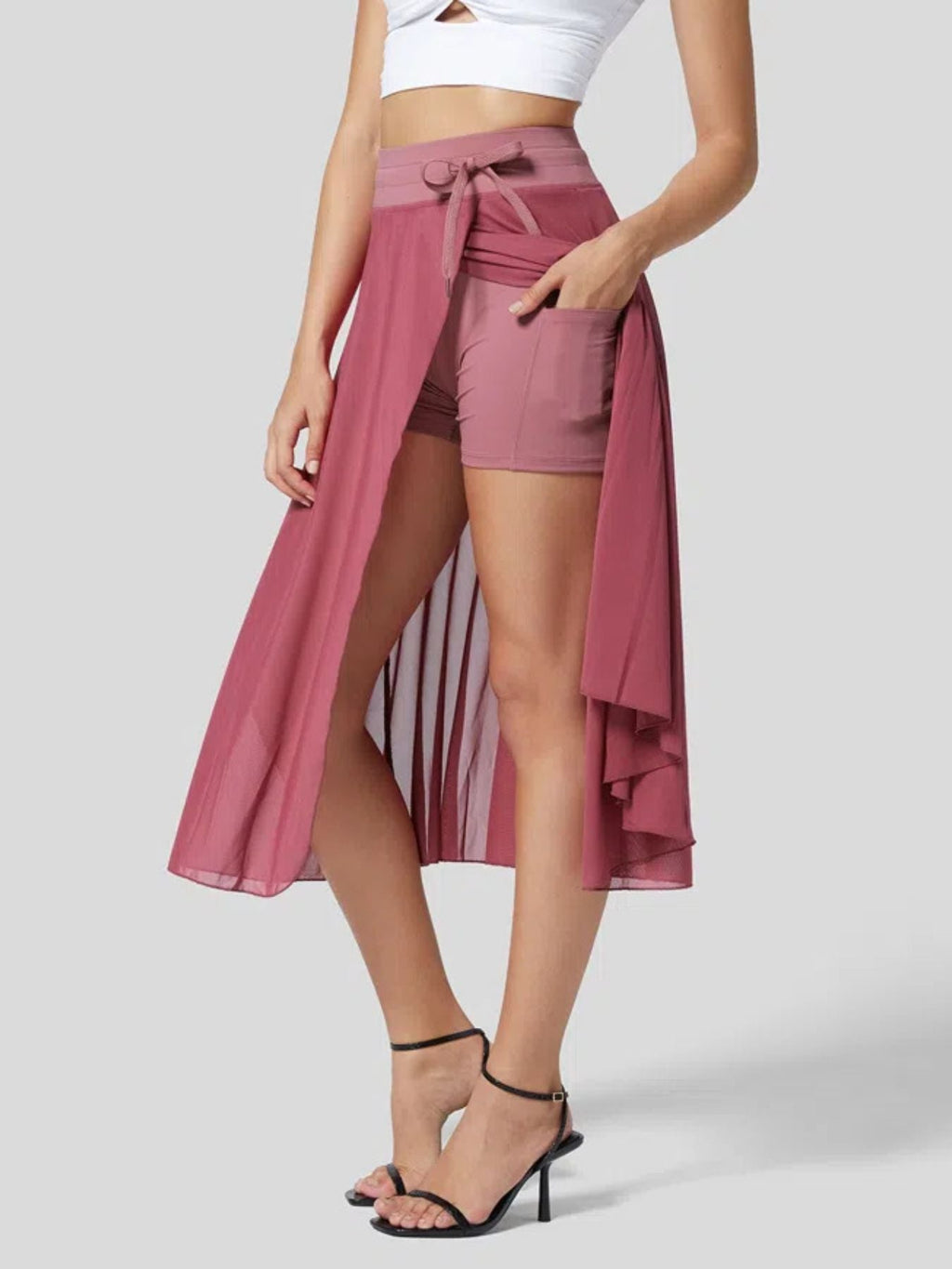 Slit Flowy Skirt with Shorts Liner