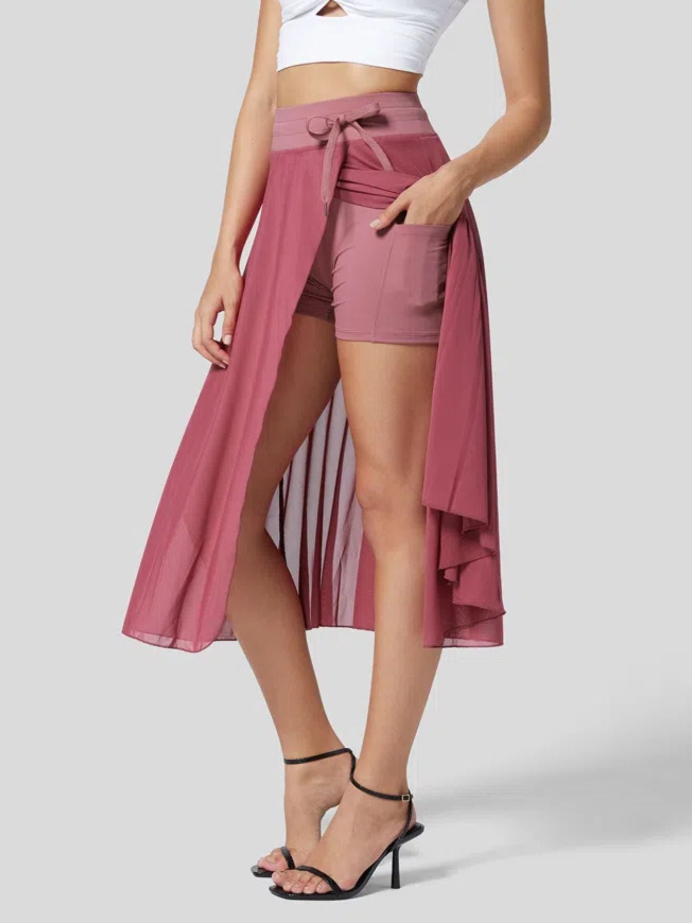 Slit Flowy Skirt with Shorts Liner