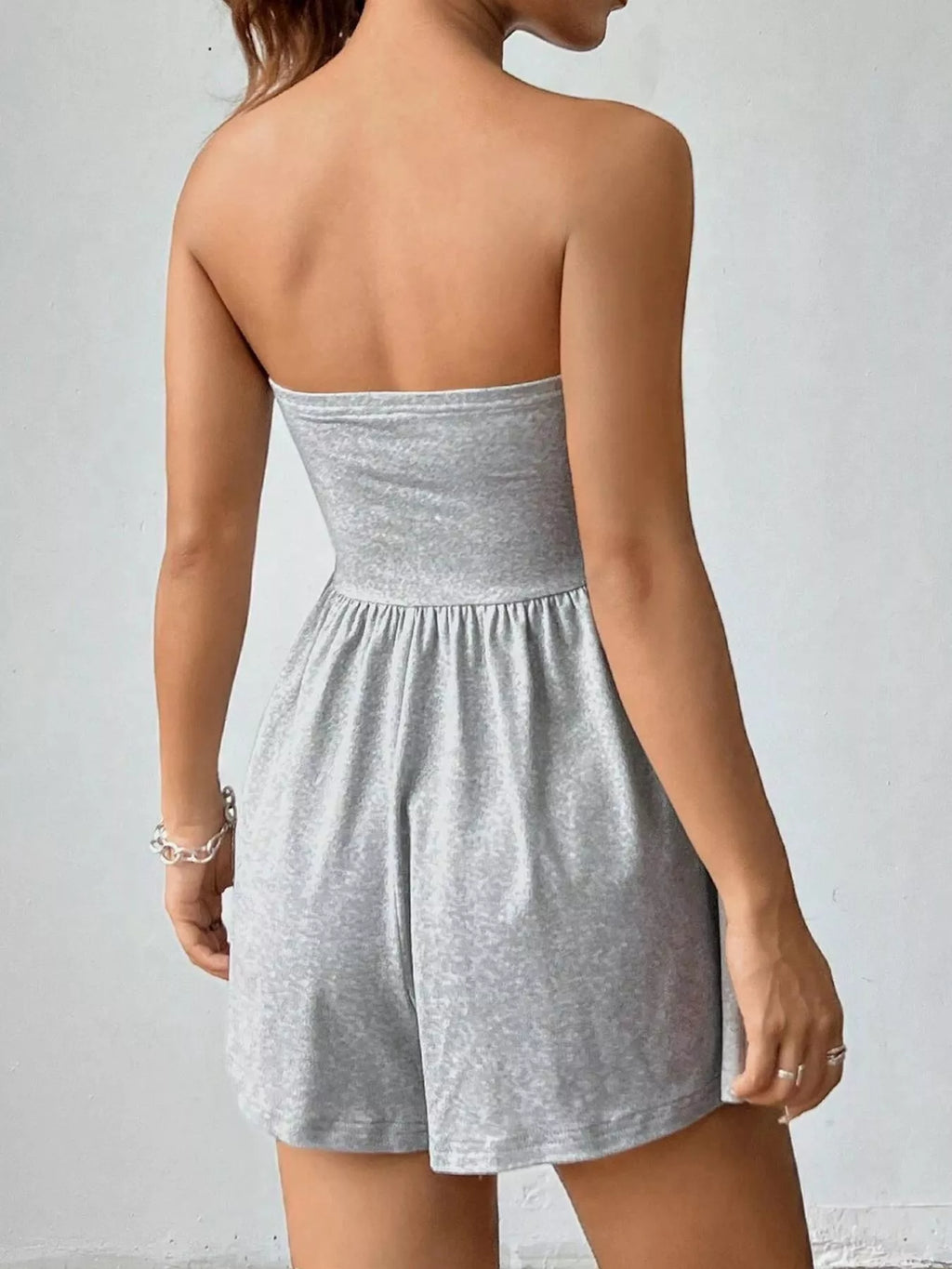 Chic Strapless Ruched Waist Romper