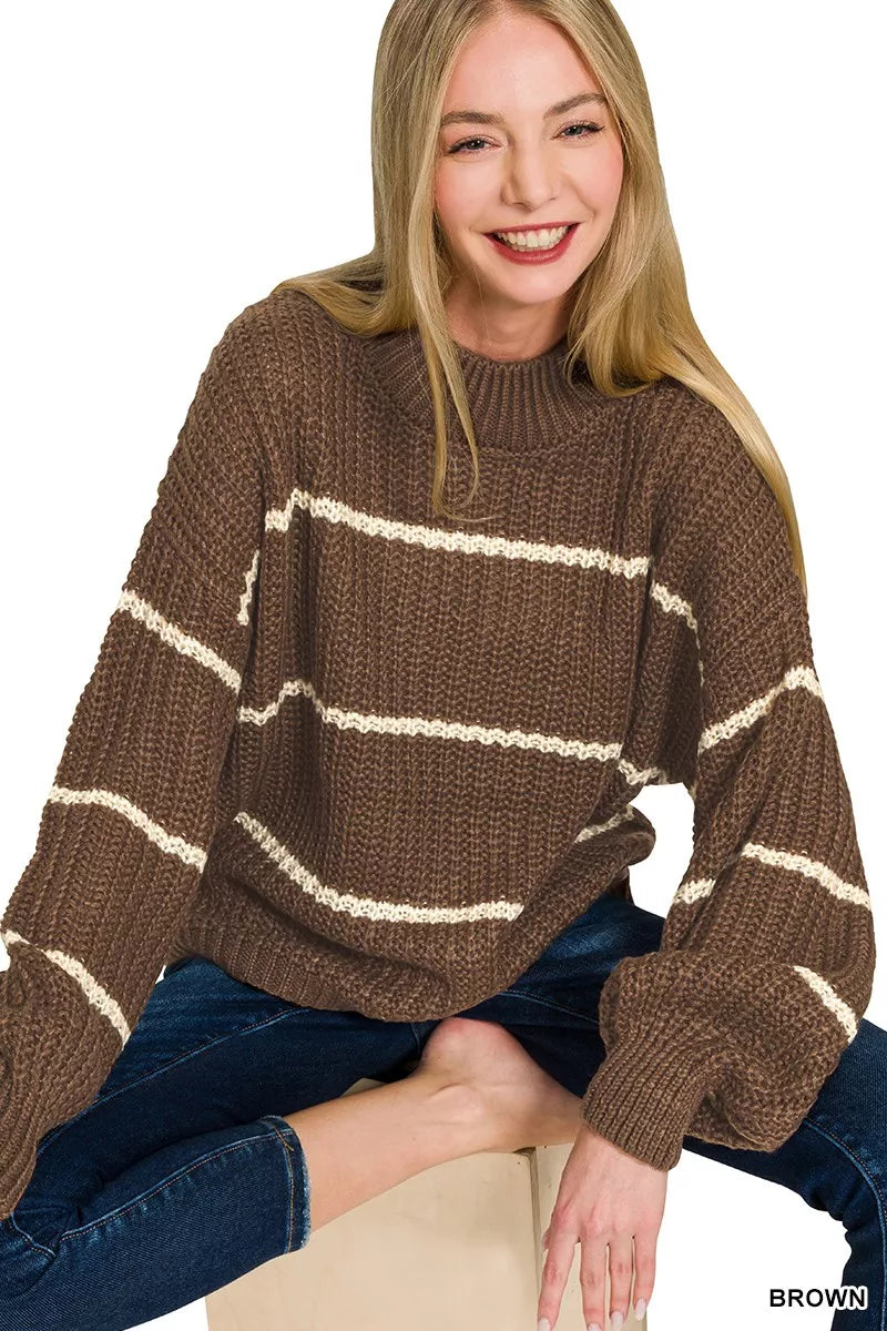 Zenana Oversize Striped Sweater