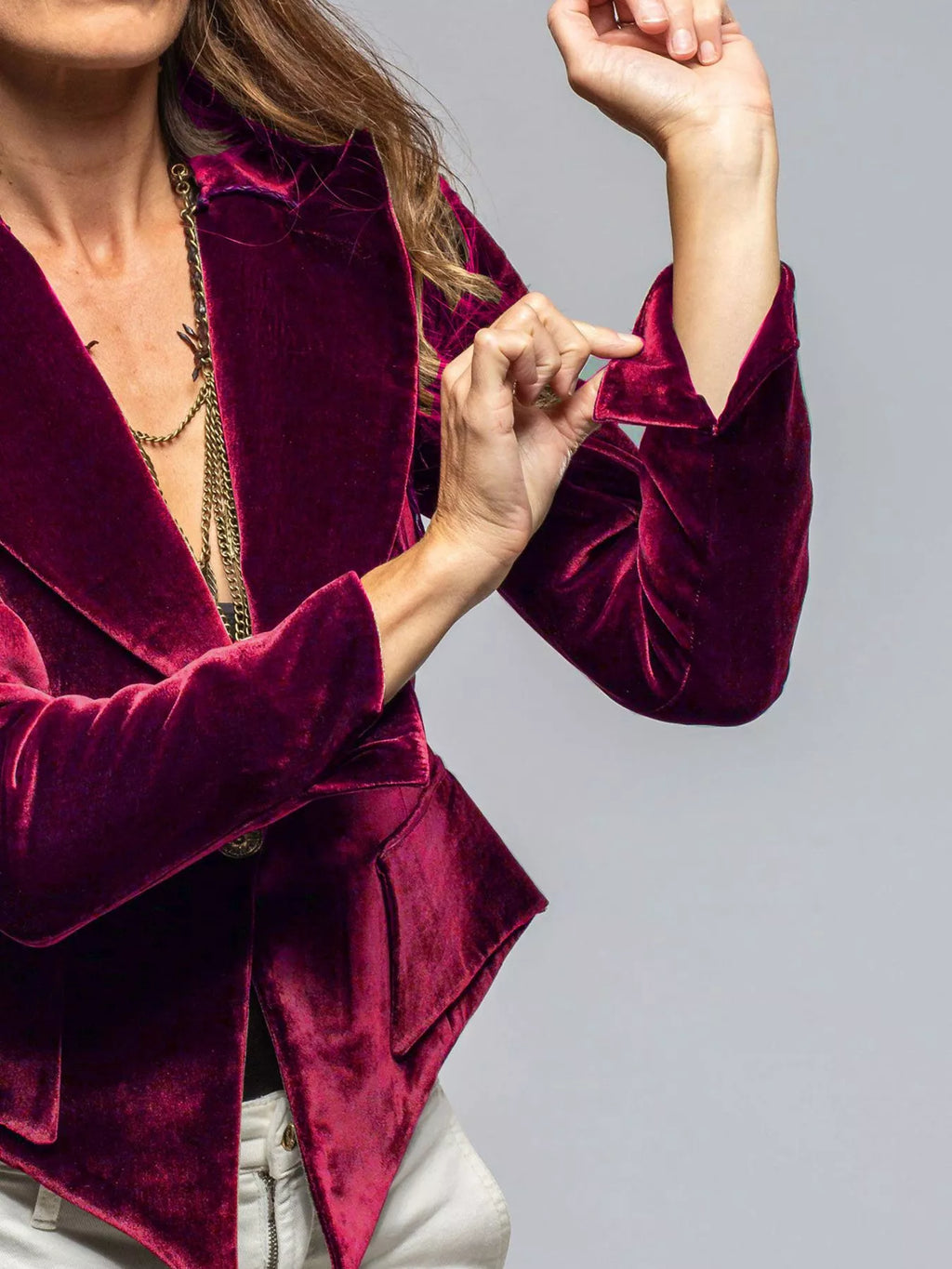 Velvet Lapel Collar One Button Blazer