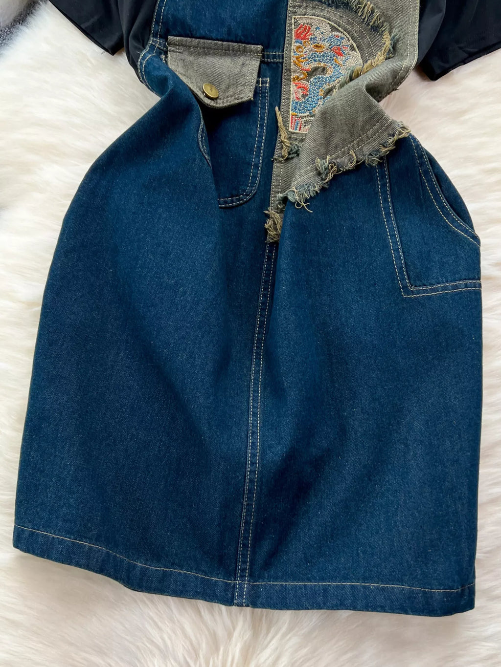 Short Sleeve T-Shirt and Denim Overall Dress Set