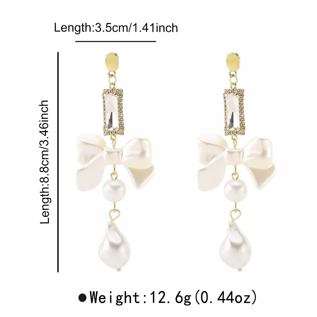 Bowknot Pearl Drop Earrings