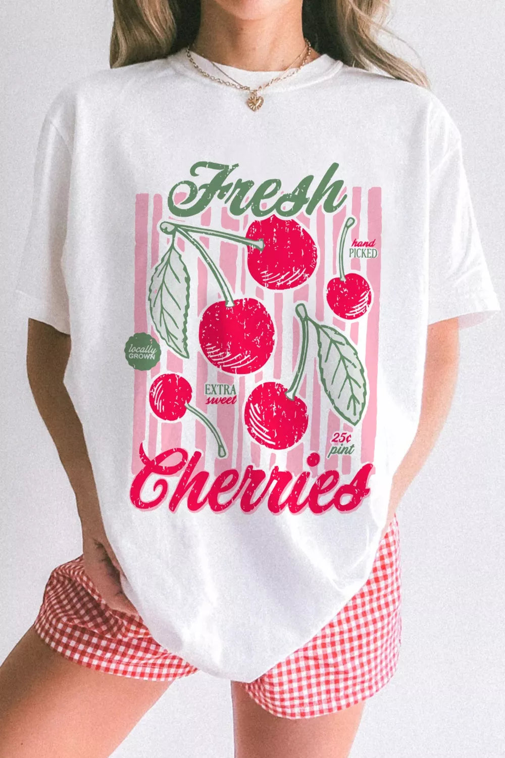 Fresh Cherries Graphic Oversized T-Shirt