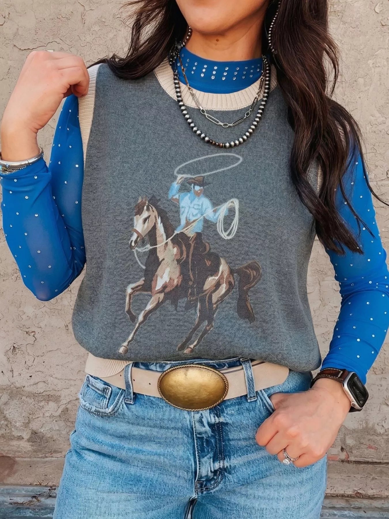 Western Graphic Knit Vest