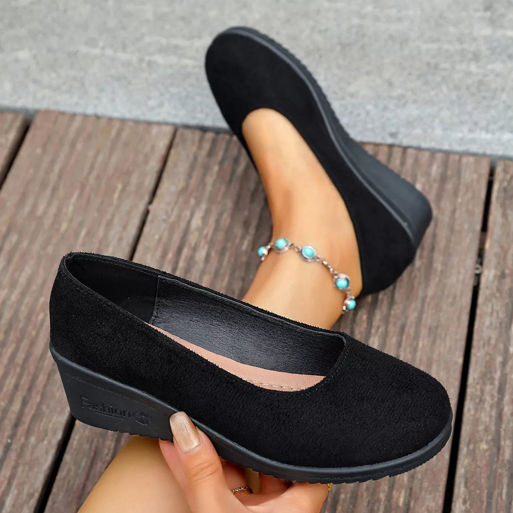 Round Toe Wedge Slip-Ons