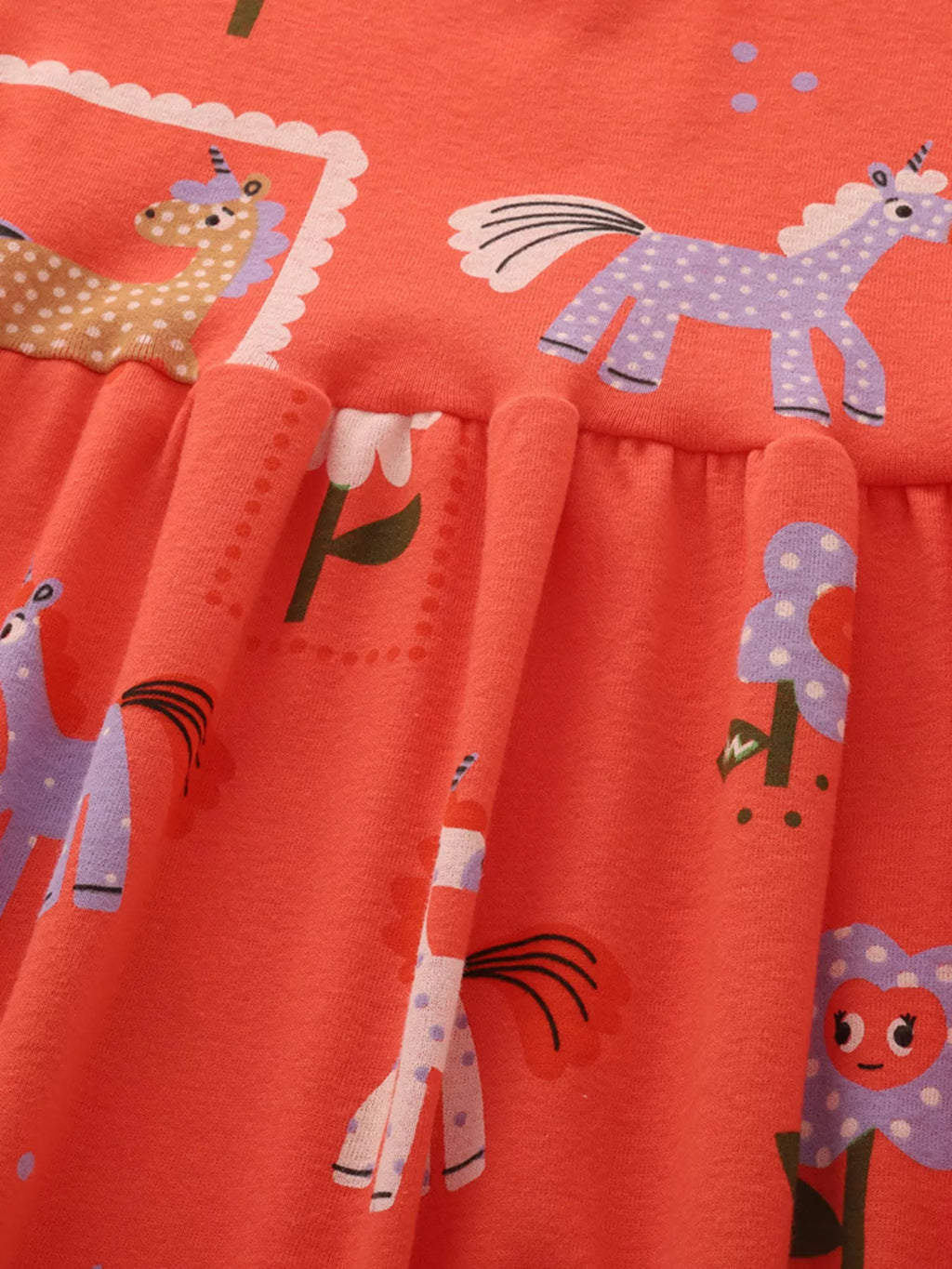 Children's Cartoon Horse Print Casual Dress