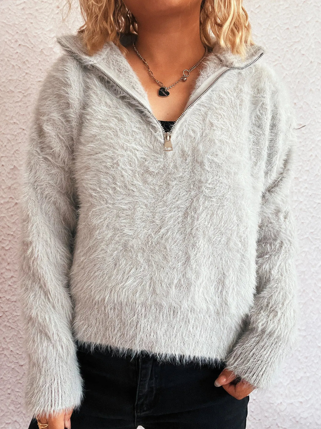 Cozy Fuzzy Half-Zip Sweater
