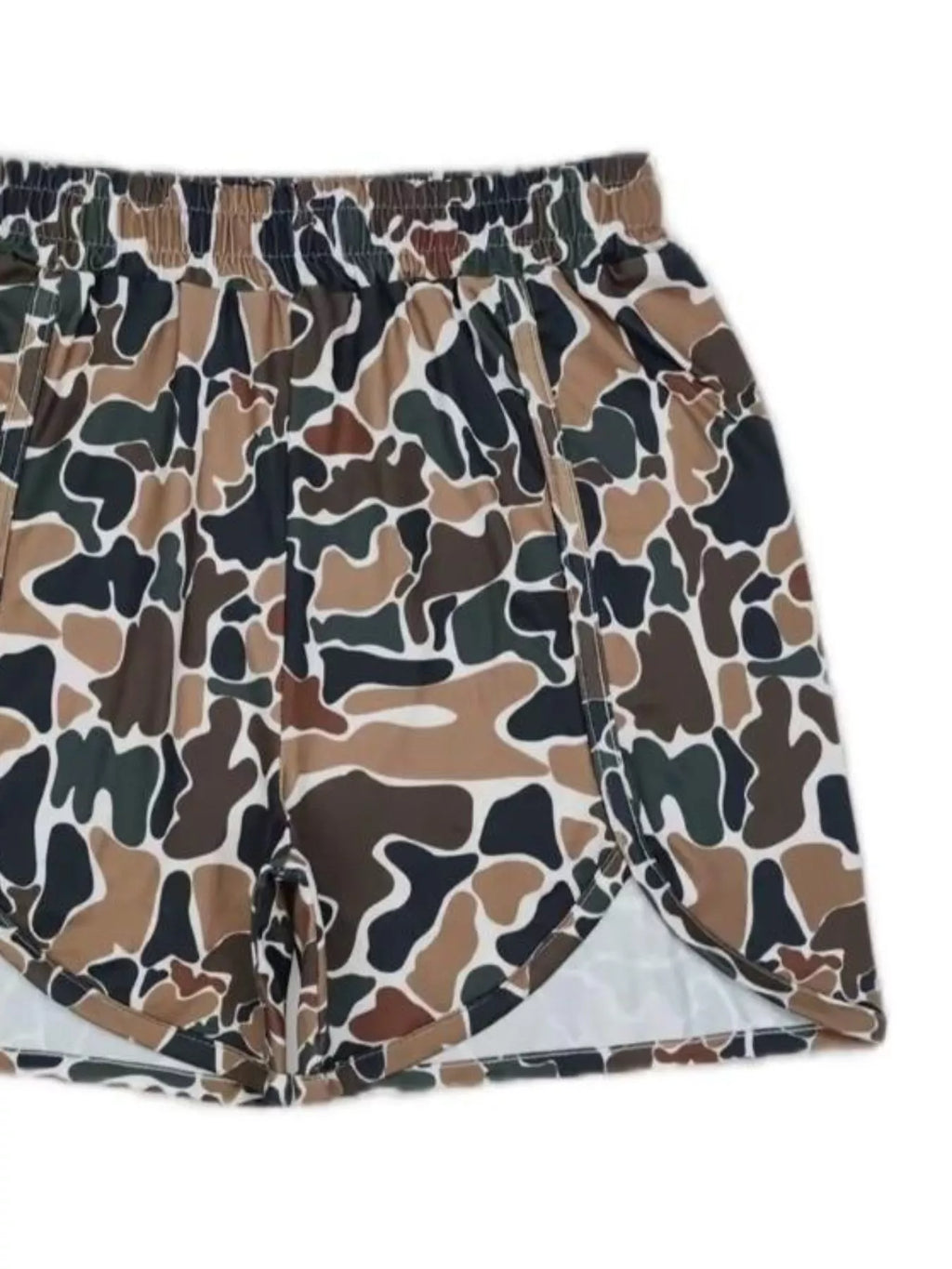 Camo Print Elastic Waist Shorts