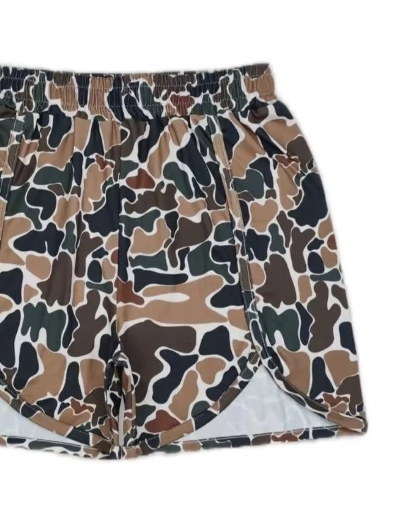 Camo Print Elastic Waist Shorts