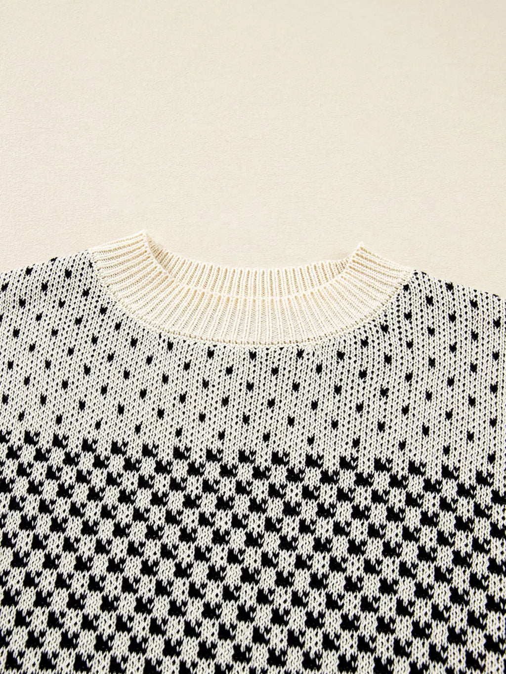 Contrast Color Pattern Lantern Sleeve Sweater