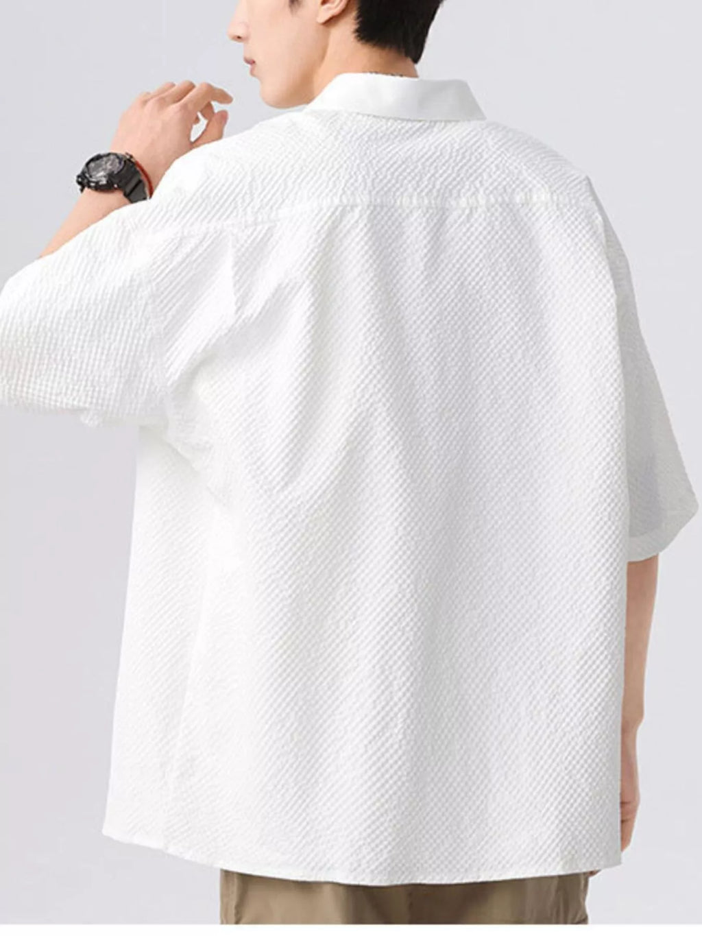 Men's Full Size Textured Short-Sleeve Shirt Plus Size