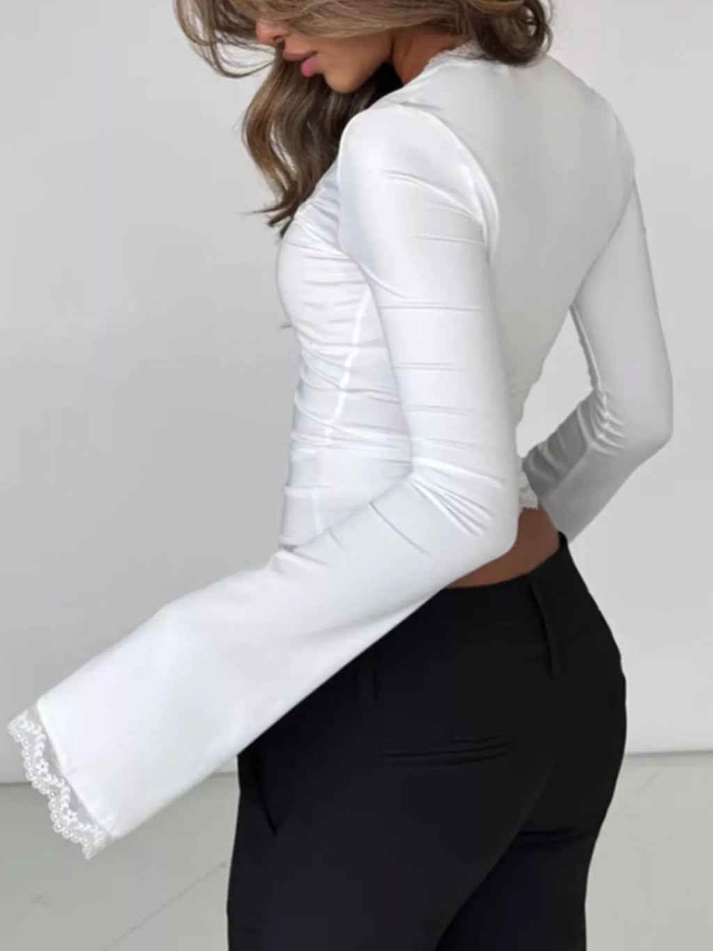 Lace Trim Long Sleeve T-Shirt