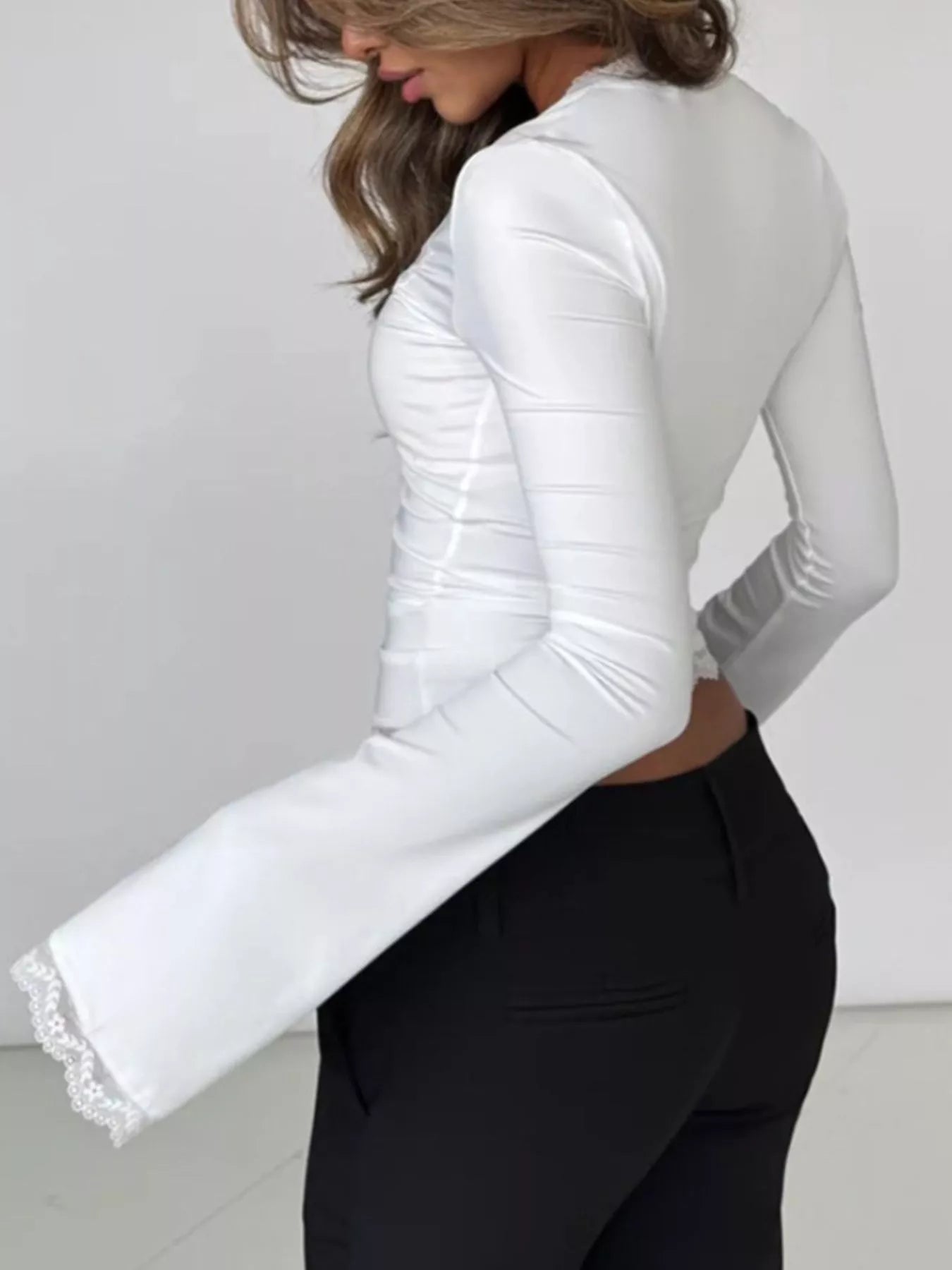 Lace Trim Long Sleeve T-Shirt