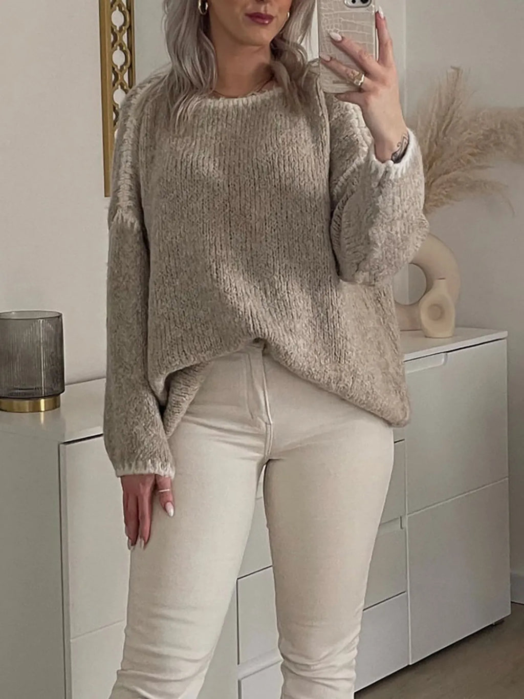 Contrast Trim Oversized Sweater